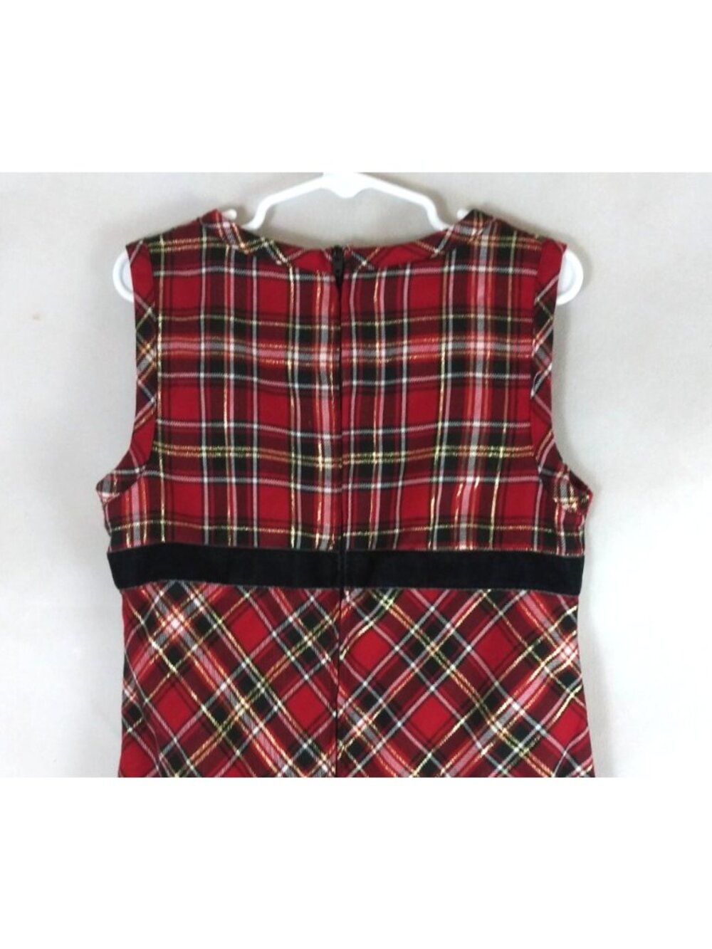 Basic Editions Red Plaid Metallic Sleeveless Dress Girls Size 6/6X - Picture 4 of 6